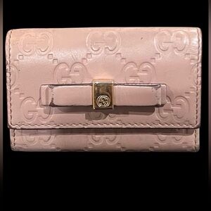 GUCCI Guccissima Blush Pink Leather Key Card Case